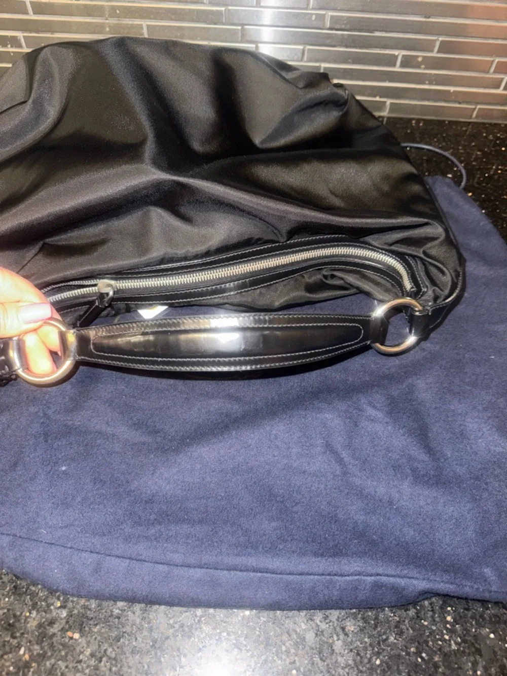 Prada Black Nylon Tote with Leather Logo Plaque - Picture 11 of 13